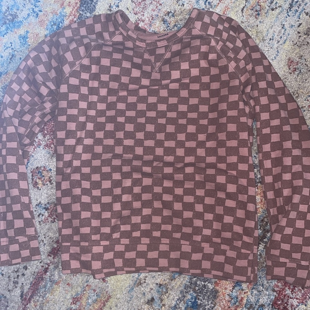 Checkered crew neck sweatshirt